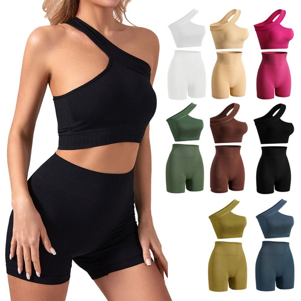 Seamless Ribbed Workout Tank Top - 2 szt. Damskie, bezszwowe zestawy do
