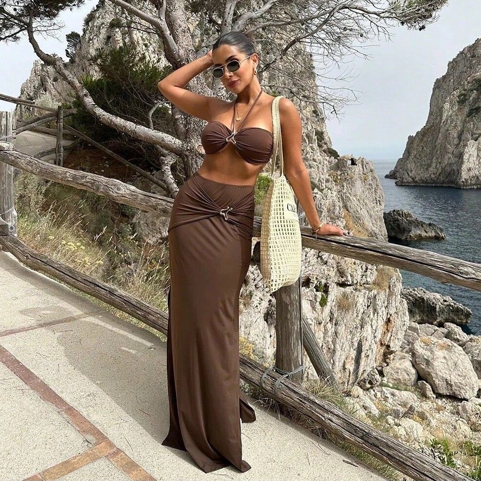 Swimwear - Damski dwuczęściowy strój kąpielowy tankini bez