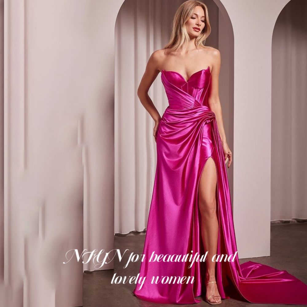 NFYN fuksja elegancka sukienka – Elegant Satin Evening Gown Split recenzja i cena