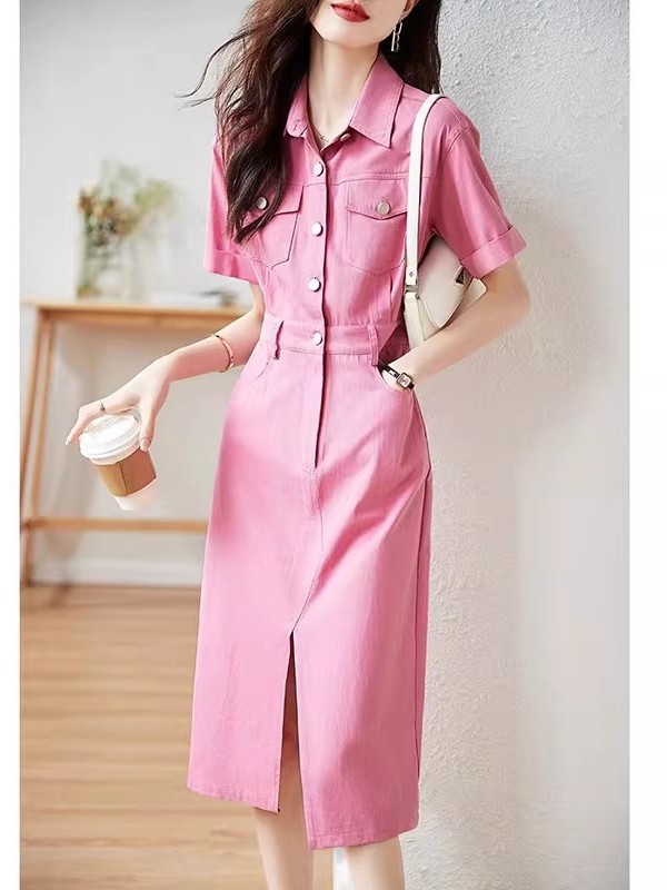 Elegancka damska sukienka kosz – Korean Style A Line Shirt Dress recenzja i cena