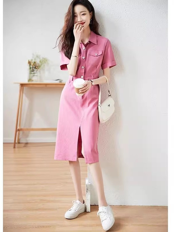 Elegancka damska sukienka kosz – Korean Style A Line Shirt Dress recenzja i cena