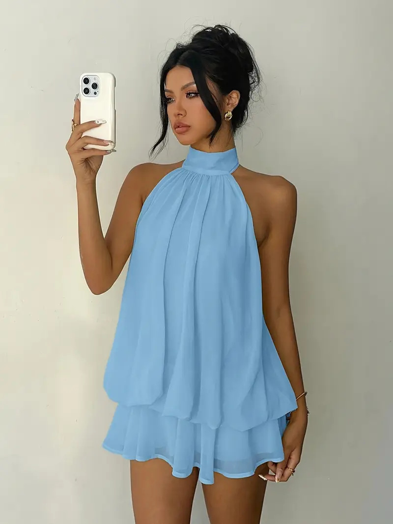 Sukienka damska z dekoltem hal – Y2K Backless Halter Mini Dress recenzja i cena