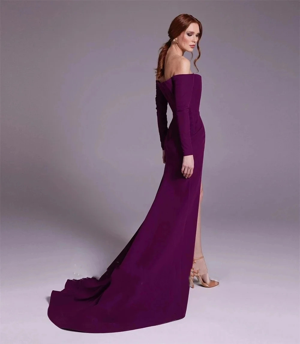Elegancka fioletowa satynowa s – Elegant Satin Evening Gown Split recenzja i cena